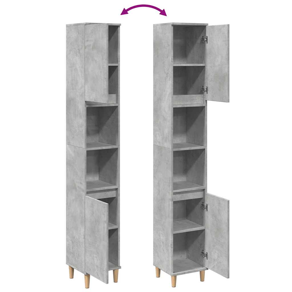 Bathroom cabinet, concrete grey, 30x30x190cm, wood
