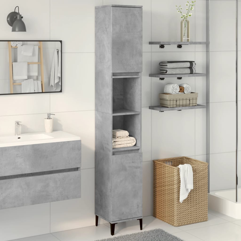 Bathroom cabinet, concrete grey, 30x30x190cm, wood