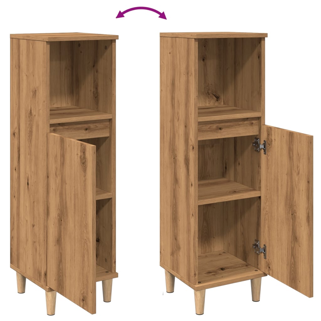 Bathroom cabinet, artisan oak, 30x30x100cm, wood
