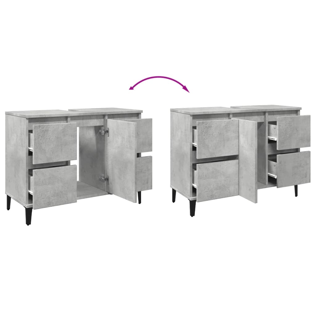 Sink cabinet, concrete gray, 80x33x60cm, engineered wood