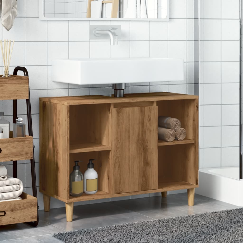 Bathroom cabinet, artisan oak, 80x33x60cm, wood