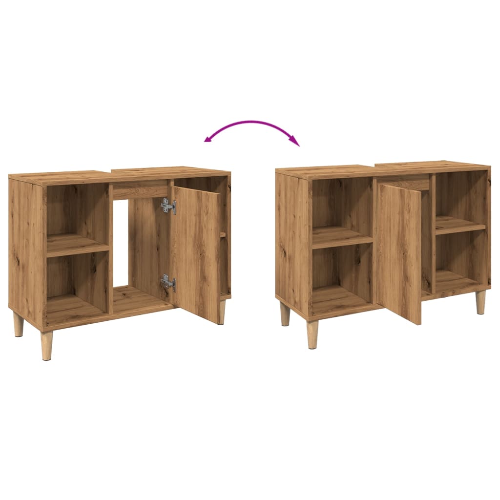 Bathroom cabinet, artisan oak, 80x33x60cm, wood
