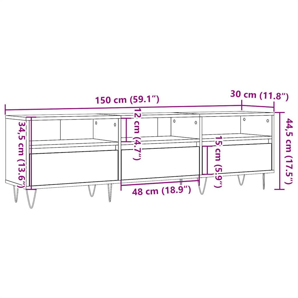 TV cabinet, wood, 150x30x44.5cm, wood