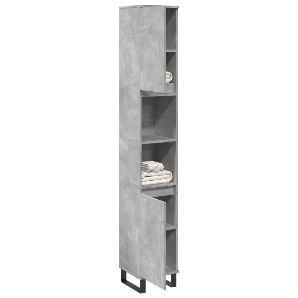 Bathroom cabinet, concrete grey, 30x30x190cm, wood