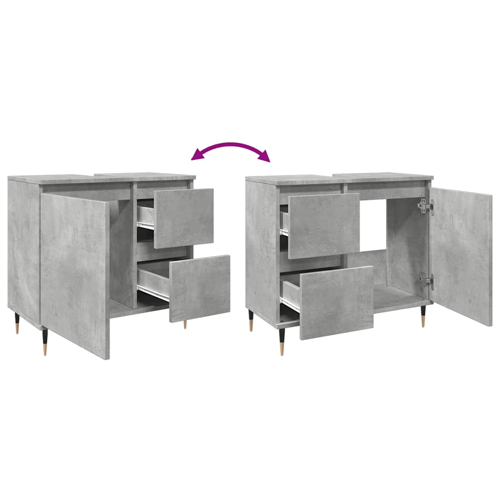 Bathroom cabinet, concrete grey, 65x33x60cm, wood