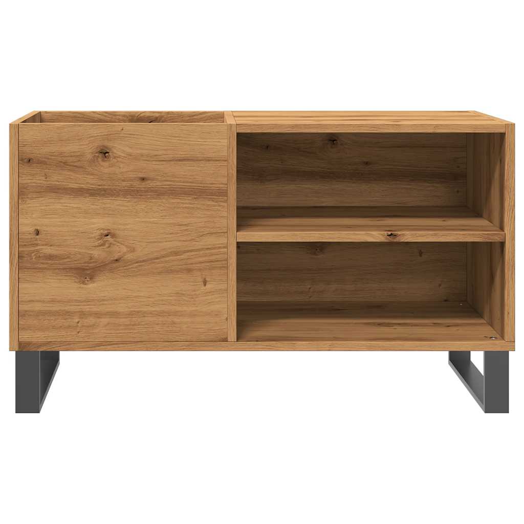 Vinila plates atskaņotāju skapītis, ozols ar melnu koksnes imitāciju, 84,5x38x48cm, koks