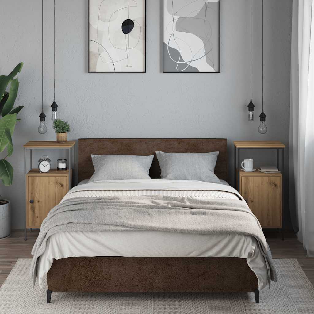 Naktinės spintelės, 2vnt., artisano ąžuolo, 41x31x80cm, mediena