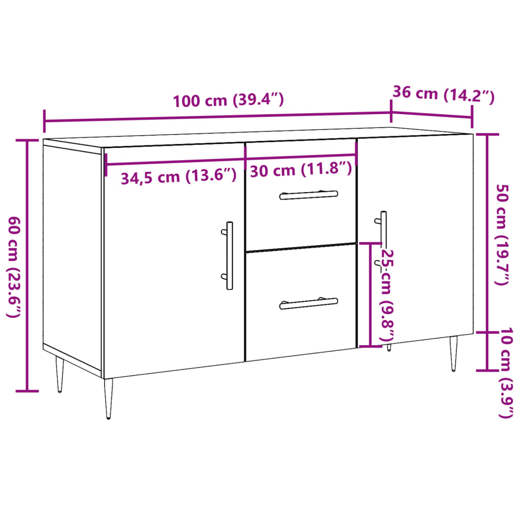 Sideboard, wood, 100x36x60cm, engineered wood