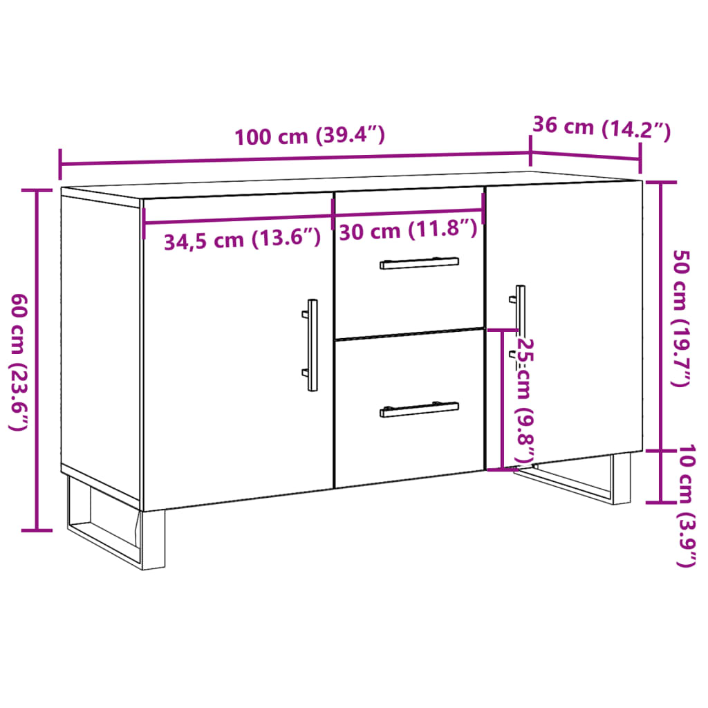 Sideboard, wood, 100x36x60cm, engineered wood