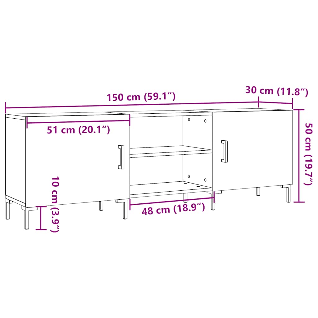TV cabinet, wood, 150x30x50cm, treated wood