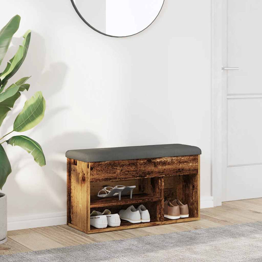 Shoe Bench Old Wood 82x32x45.5 cm Engineered Wood