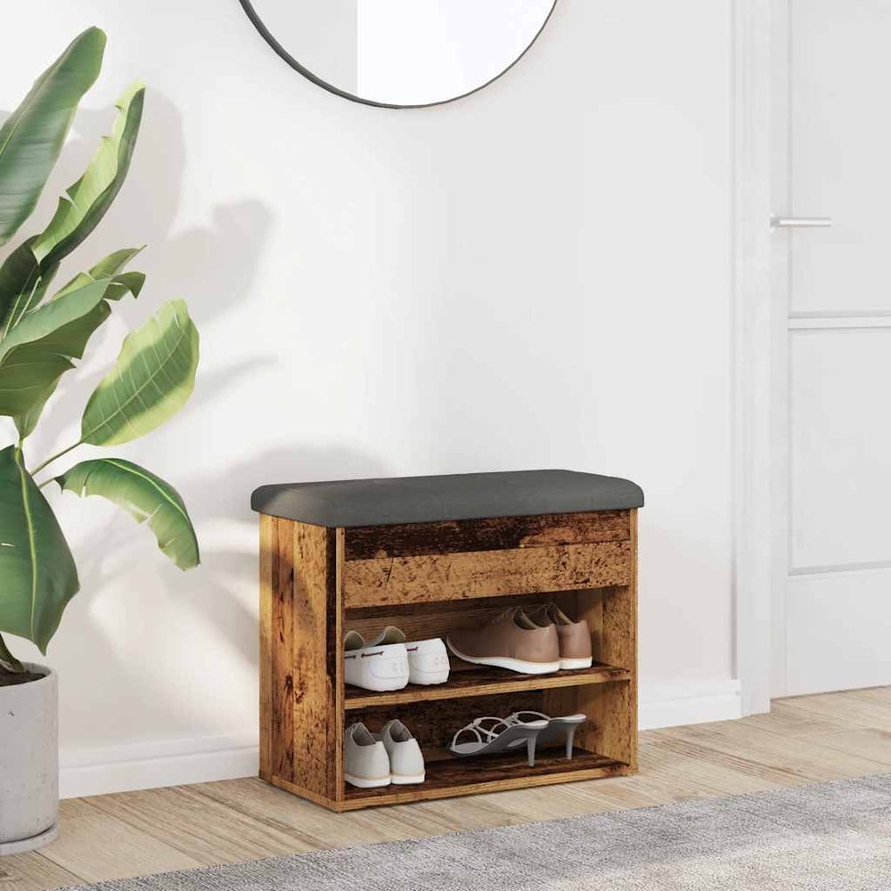 Shoe bench Old Wood 62x32x50 cm Engineered wood