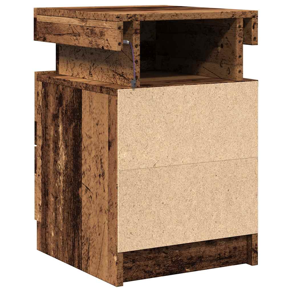 Naktinė spintelė su LED, medienos, 35x39x55cm, mediena