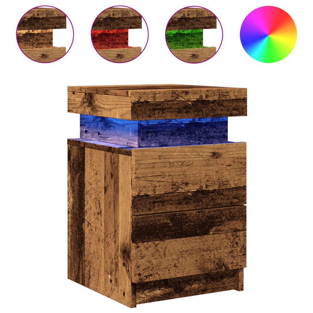 Naktinės spintelės su LED, 2vnt., medienos, 35x39x55cm, mediena