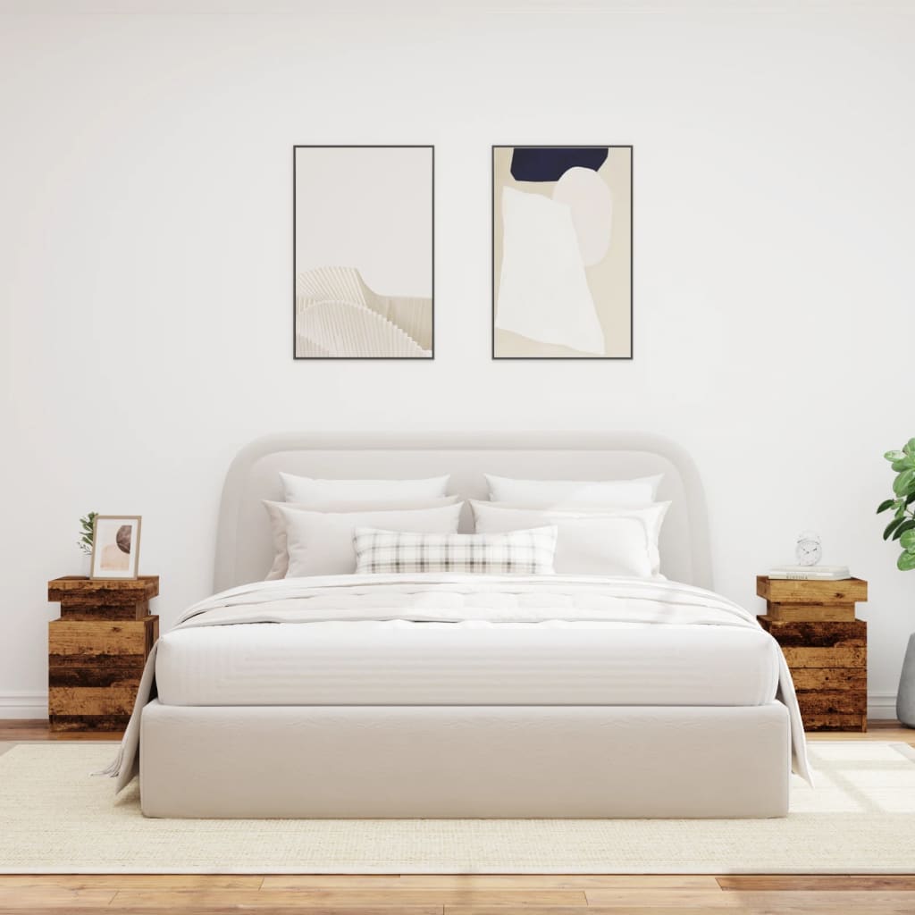 Naktinės spintelės su LED, 2vnt., medienos, 35x39x55cm, mediena