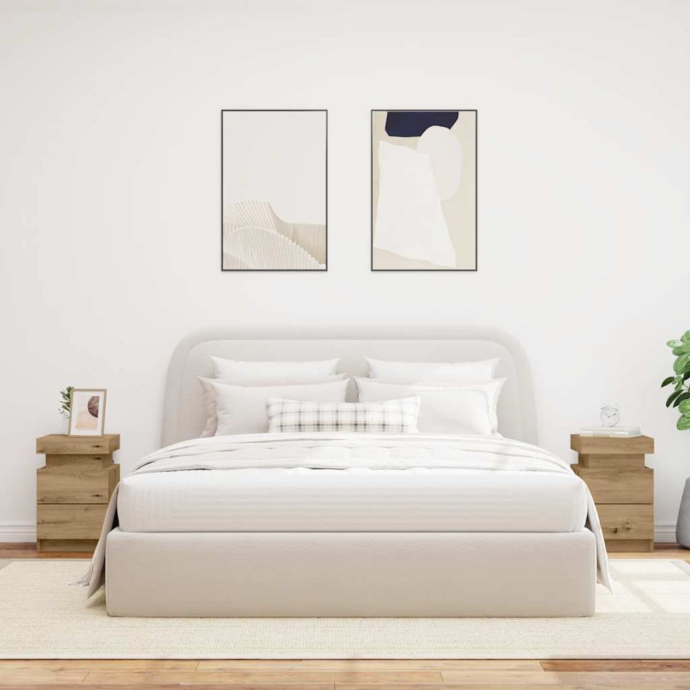 Naktinės spintelės su LED, 2vnt., artisano, 35x39x55cm, mediena