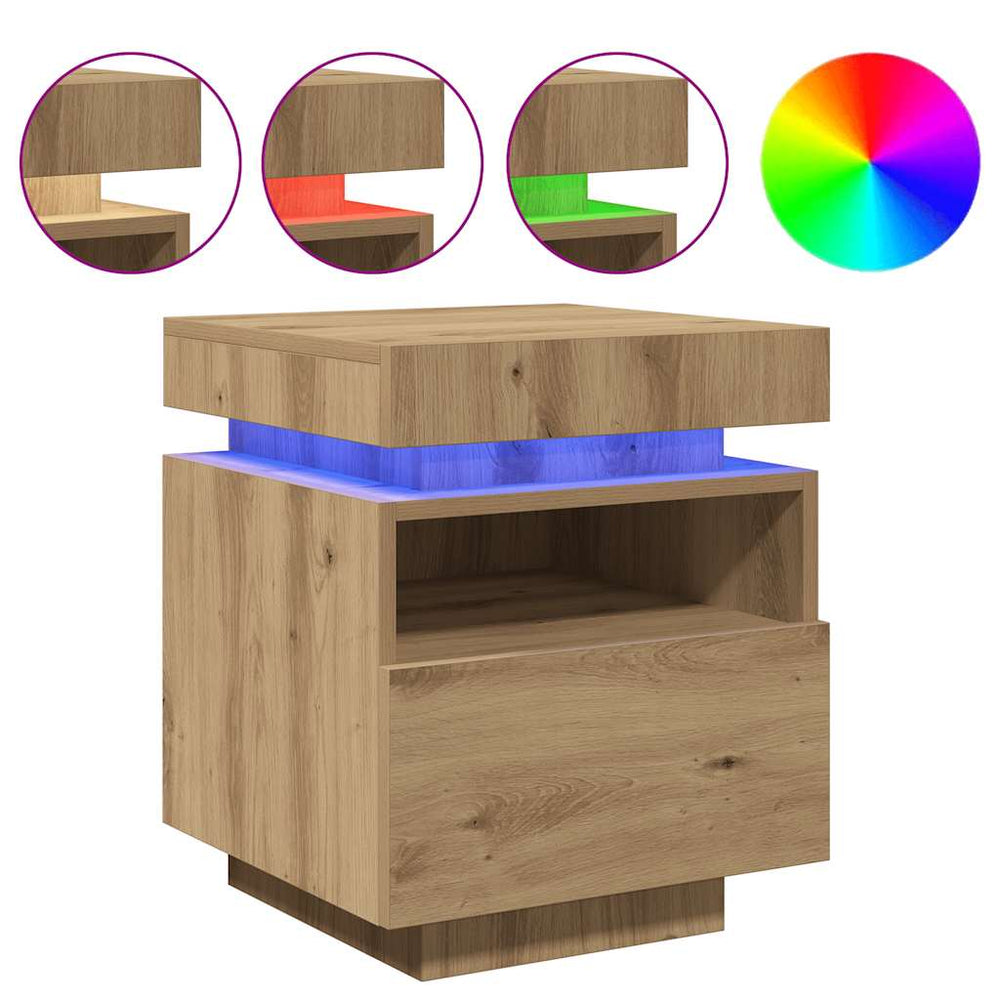 Naktinė spintelė su LED lemputėmis, artisano, 40x39x48,5cm
