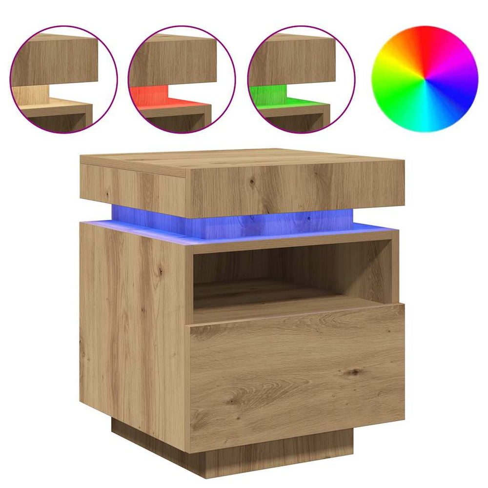 Naktinės spintelės su LED, 2vnt., artisano, 40x39x48,5cm