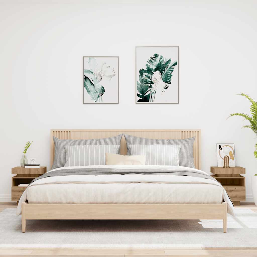 Naktinės spintelės su LED, 2vnt., artisano, 40x39x48,5cm