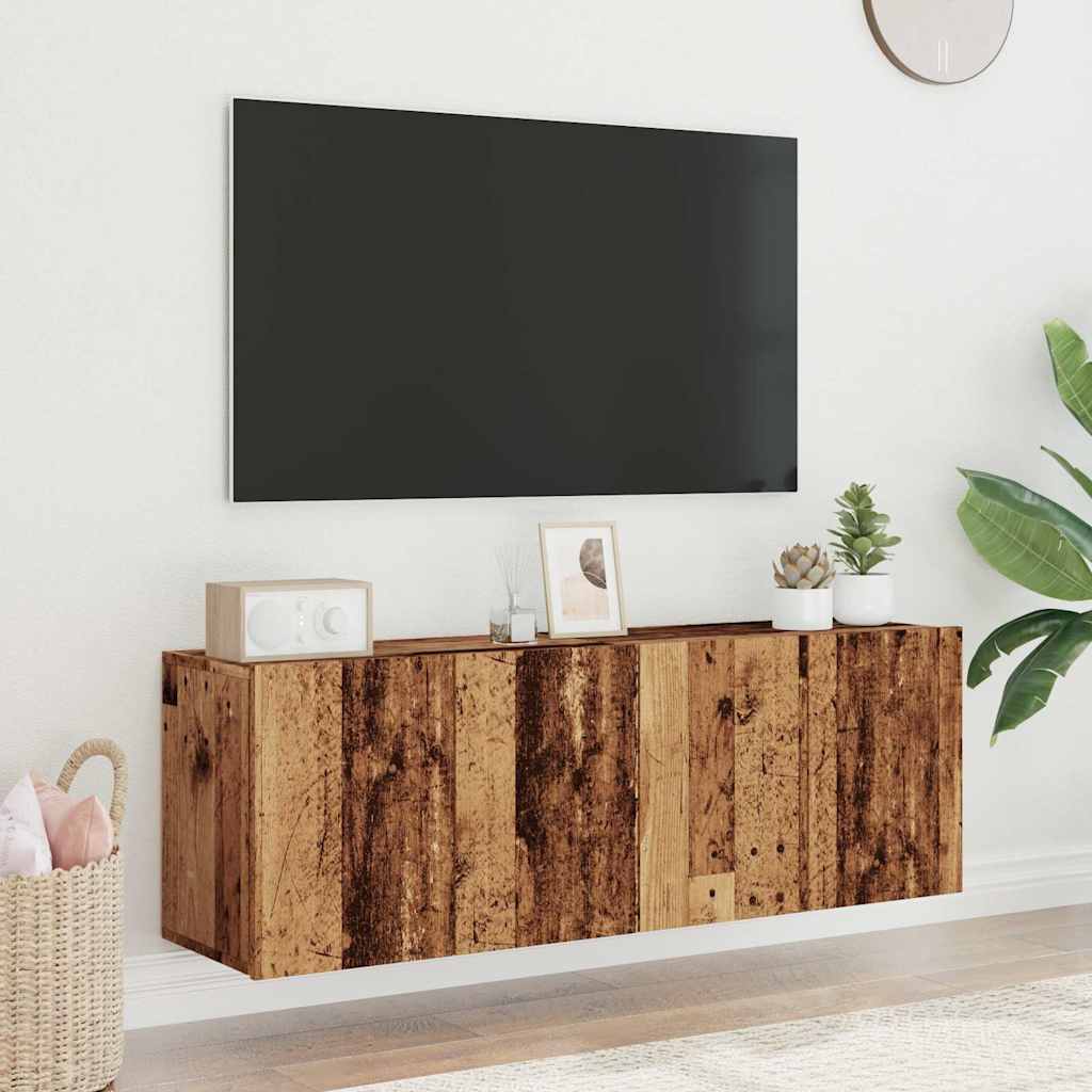 Prie sienos montuojamos TV spintelės, 2vnt., medžio, 60x30x41cm