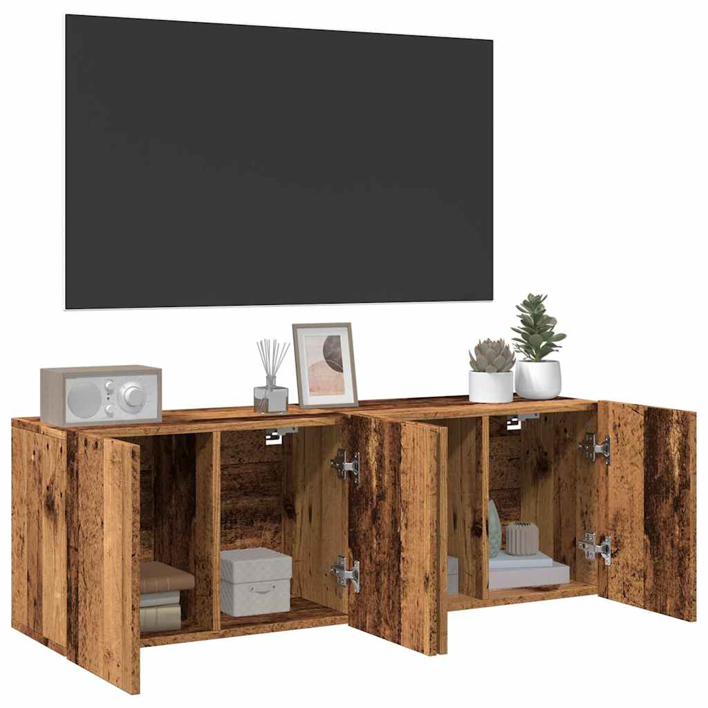 Prie sienos montuojamos TV spintelės, 2vnt., medžio, 60x30x41cm