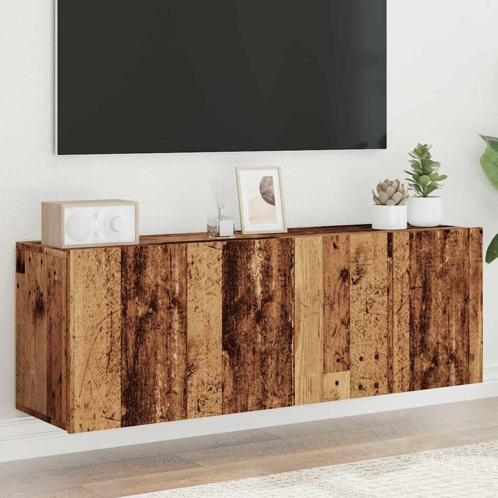 Prie sienos montuojamos TV spintelės, 2vnt., medžio, 60x30x41cm