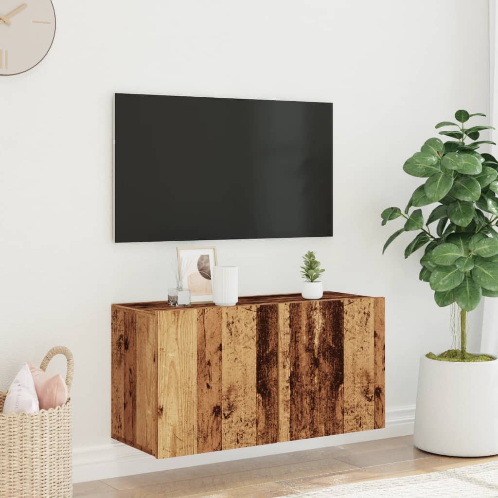 Wall-mounted TV cabinet, wood, 80x30x41cm