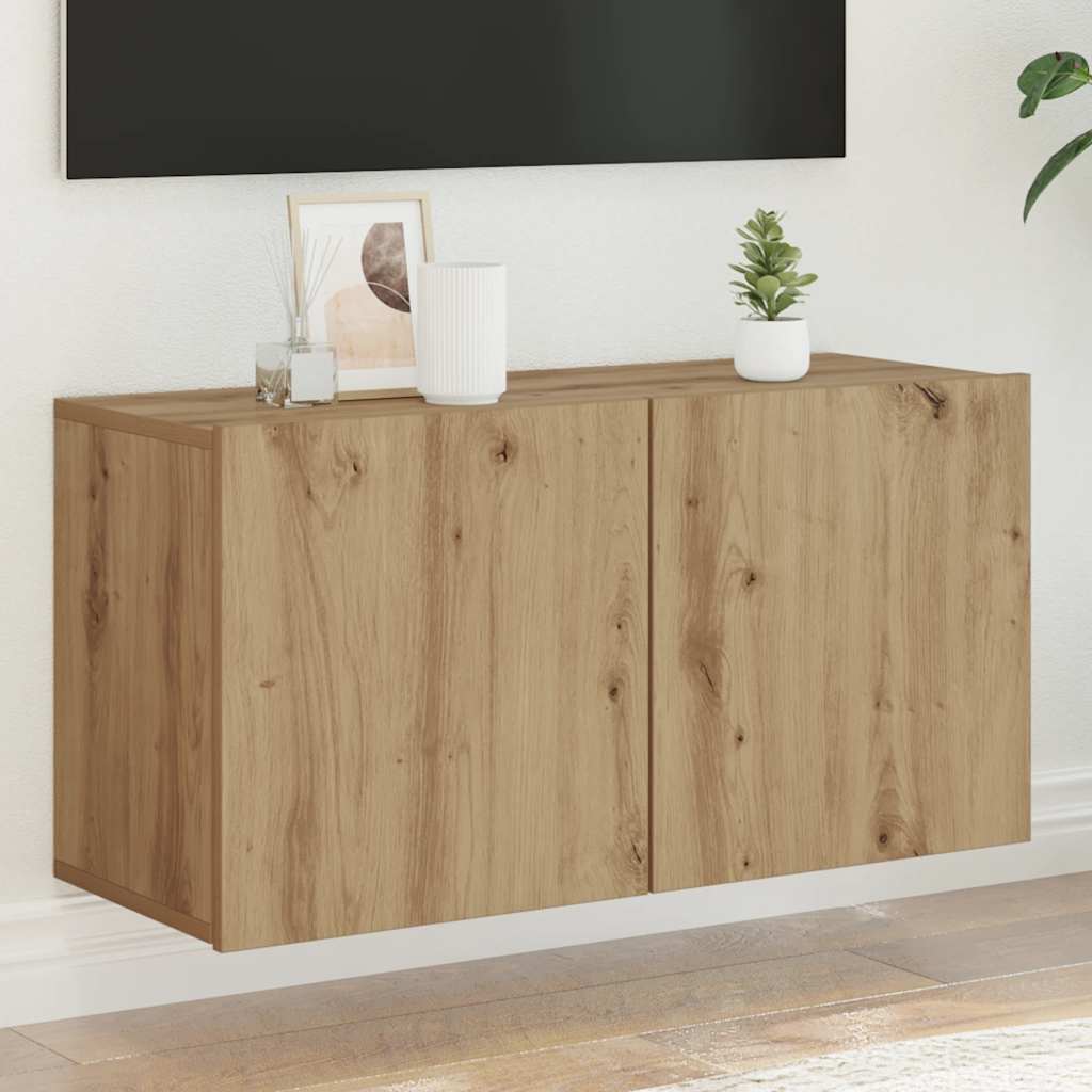 Pie sienas stiprināms TV skapītis, artisāna ozols, 80x30x41cm
