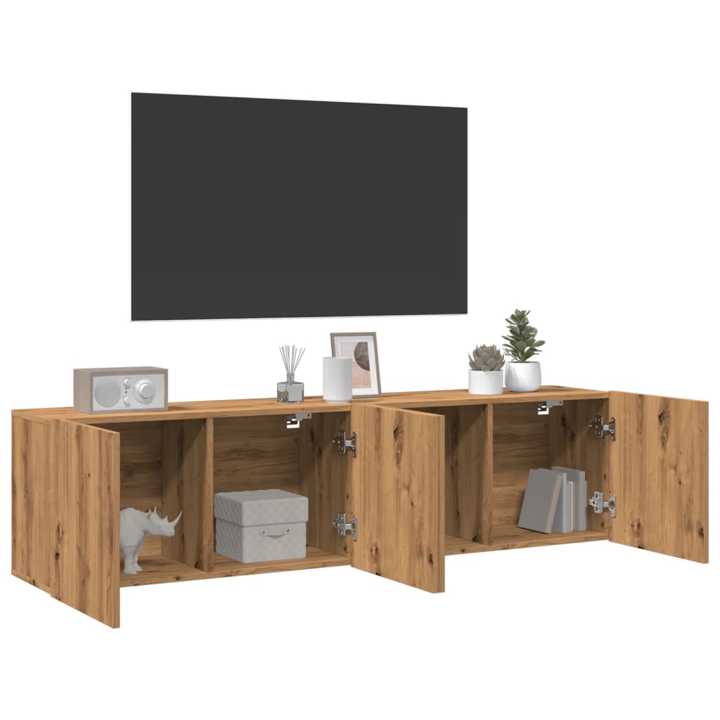 Wall TV cabinets, 2 pcs., artisan oak, 80x30x41cm