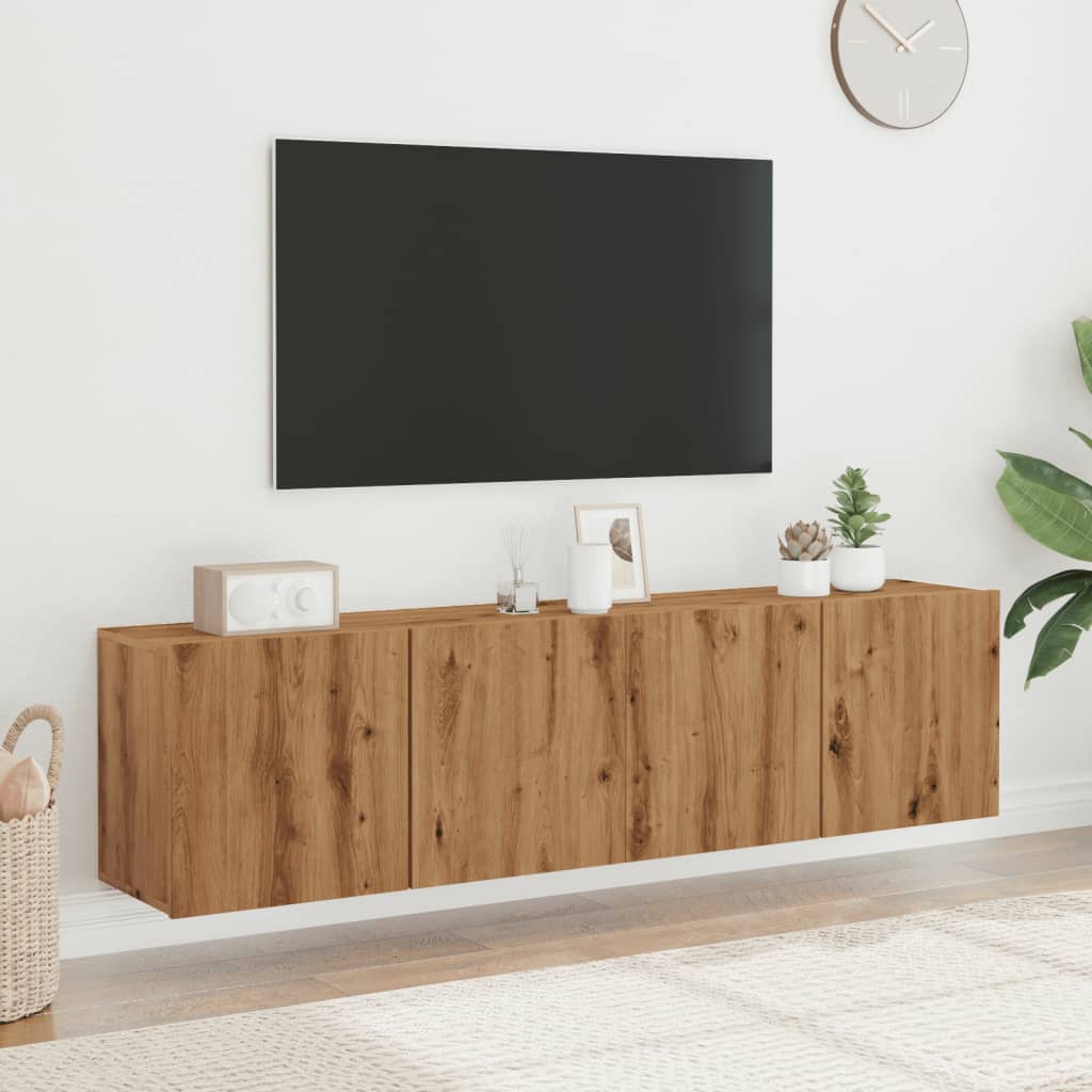 Wall TV cabinets, 2 pcs., artisan oak, 80x30x41cm