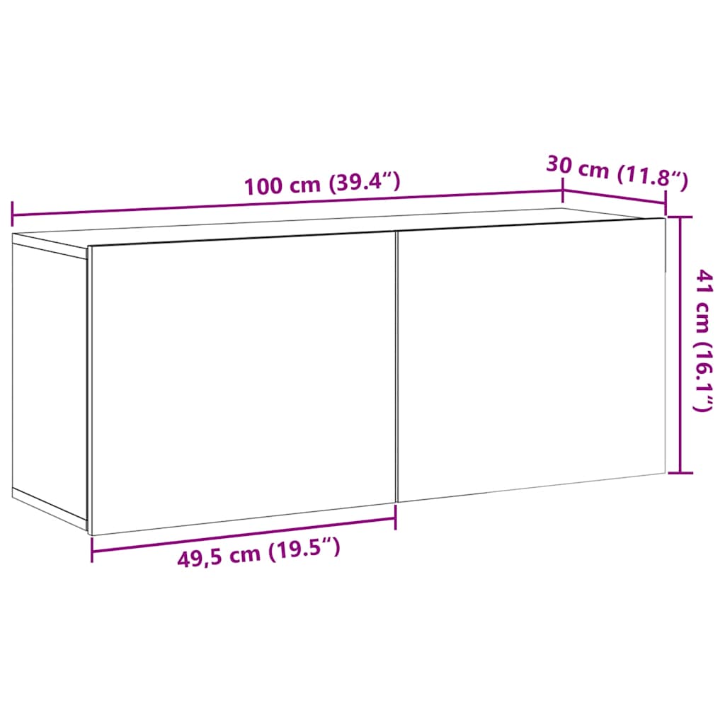 televizoriaus spintelė Sieninė Old Wood 100x30x41 cm