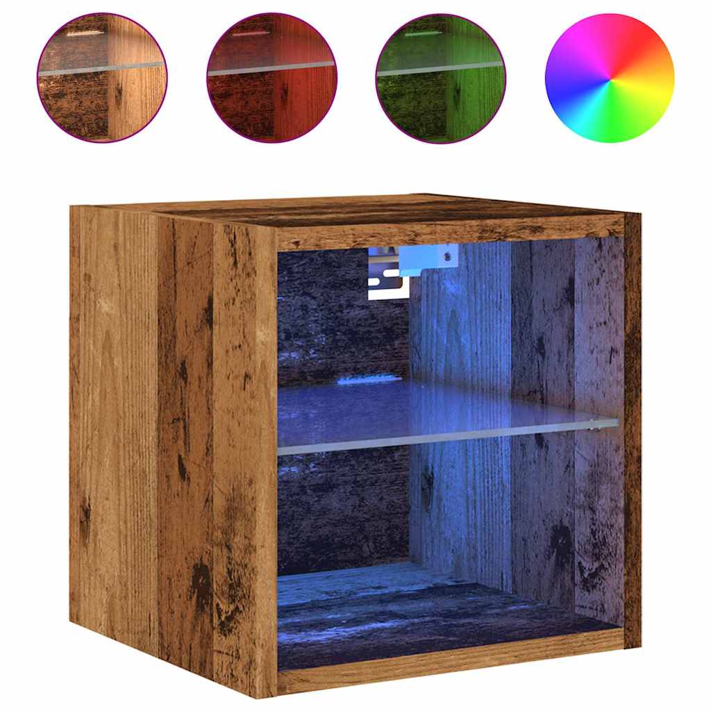 televizoriaus sieninė spintelė su LED lemputėmis Old Wood