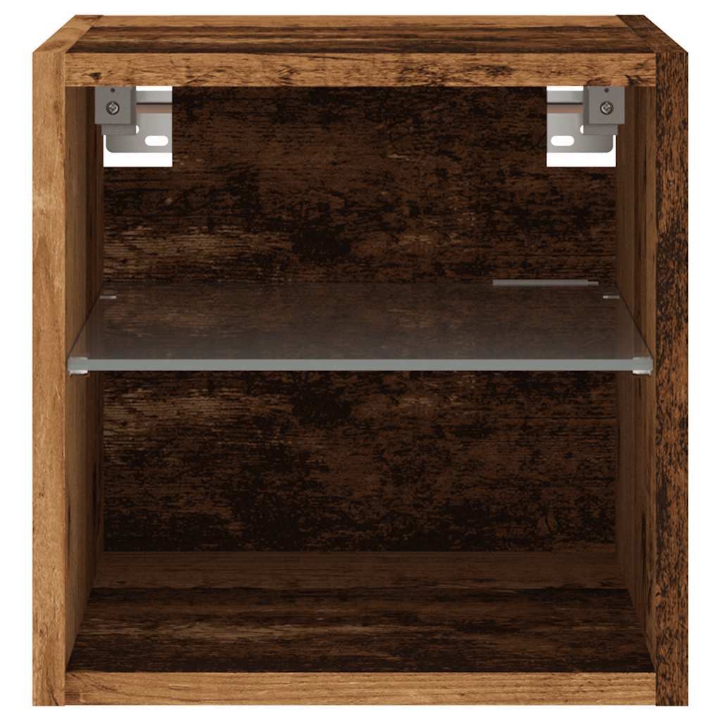televizoriaus sieninė spintelė su LED lemputėmis Old Wood
