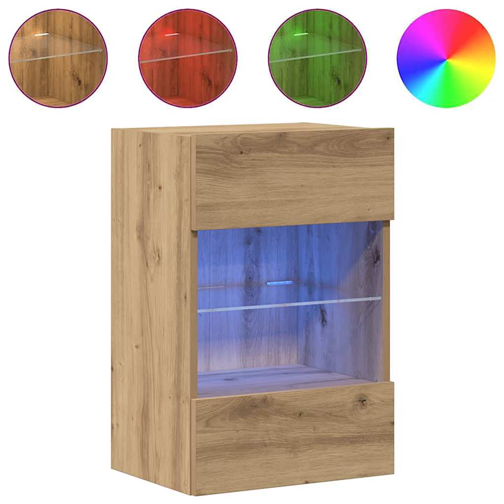 Sieninės spintelės su LED apšvietimu televizoriui, 2vnt., artisano, 40x30x60,5cm