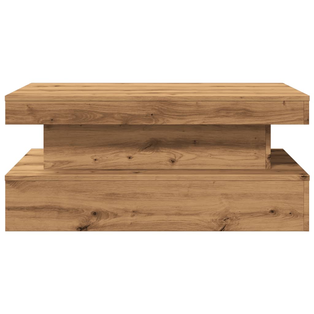 Coffee table with LED lights, artisan oak, 90x50x40cm