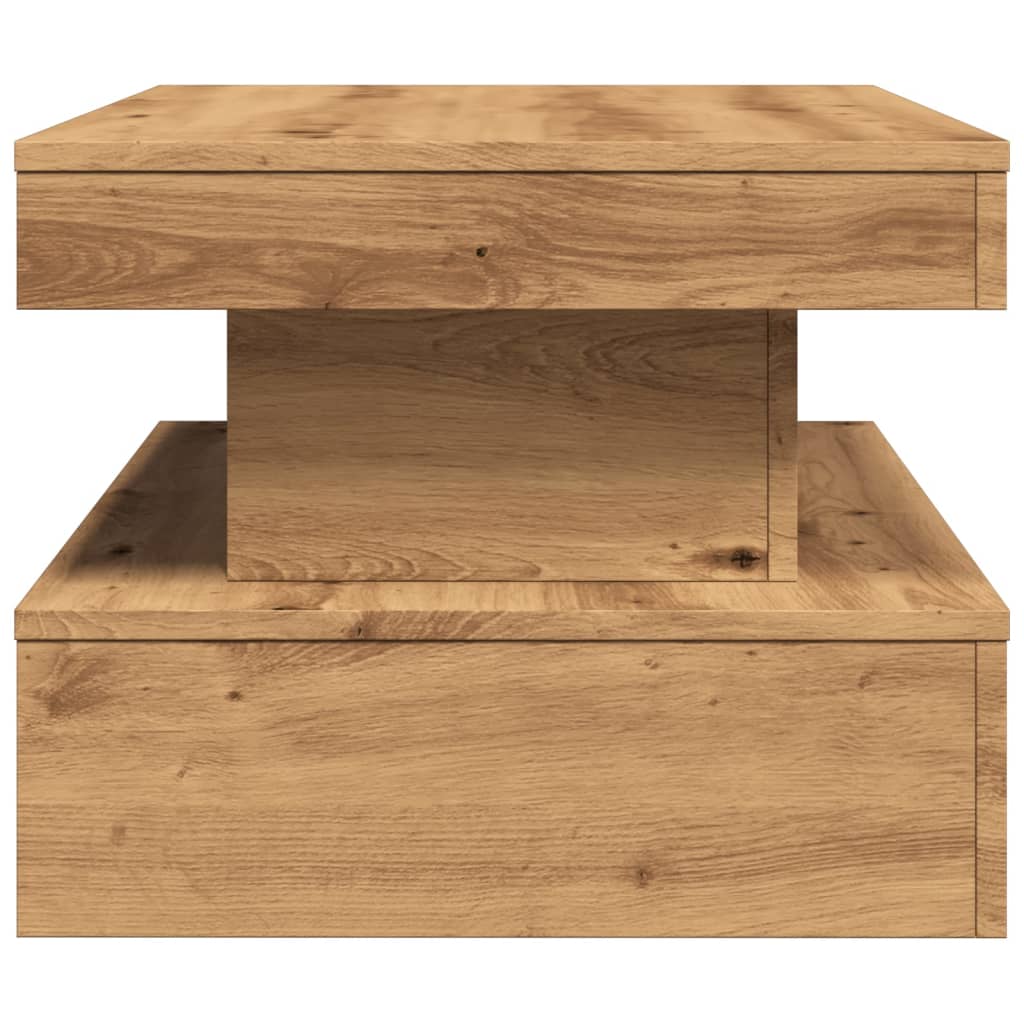 Coffee table with LED lights, artisan oak, 90x50x40cm