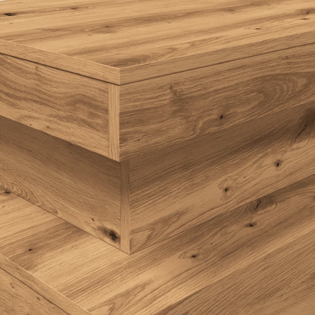 Coffee table with LED lights, artisan oak, 90x50x40cm