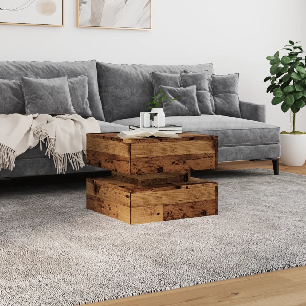 Coffee table with LED lights, wood, 50x50x40cm