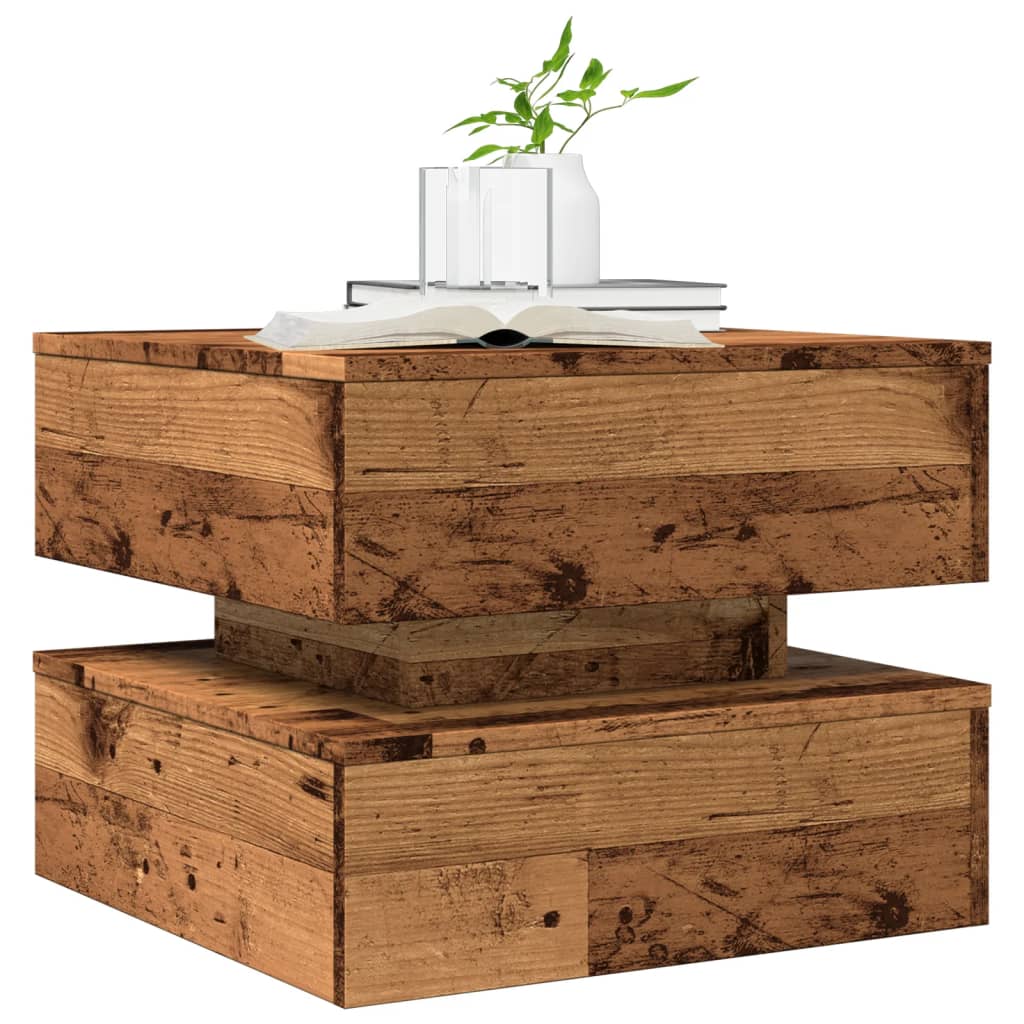 Coffee table with LED lights, wood, 50x50x40cm