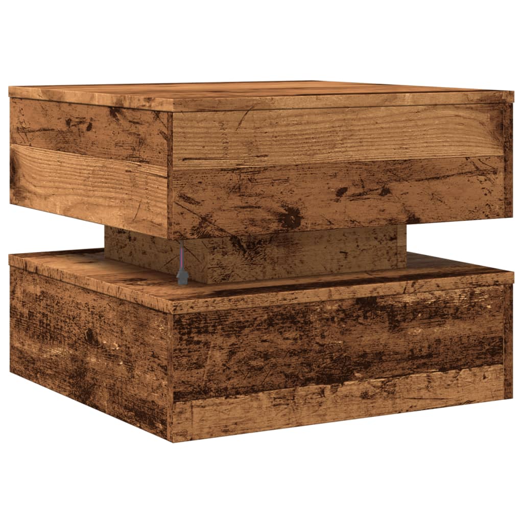 Coffee table with LED lights, wood, 50x50x40cm