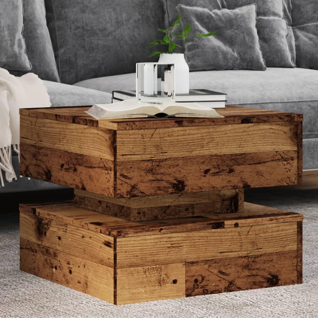 Coffee table with LED lights, wood, 50x50x40cm