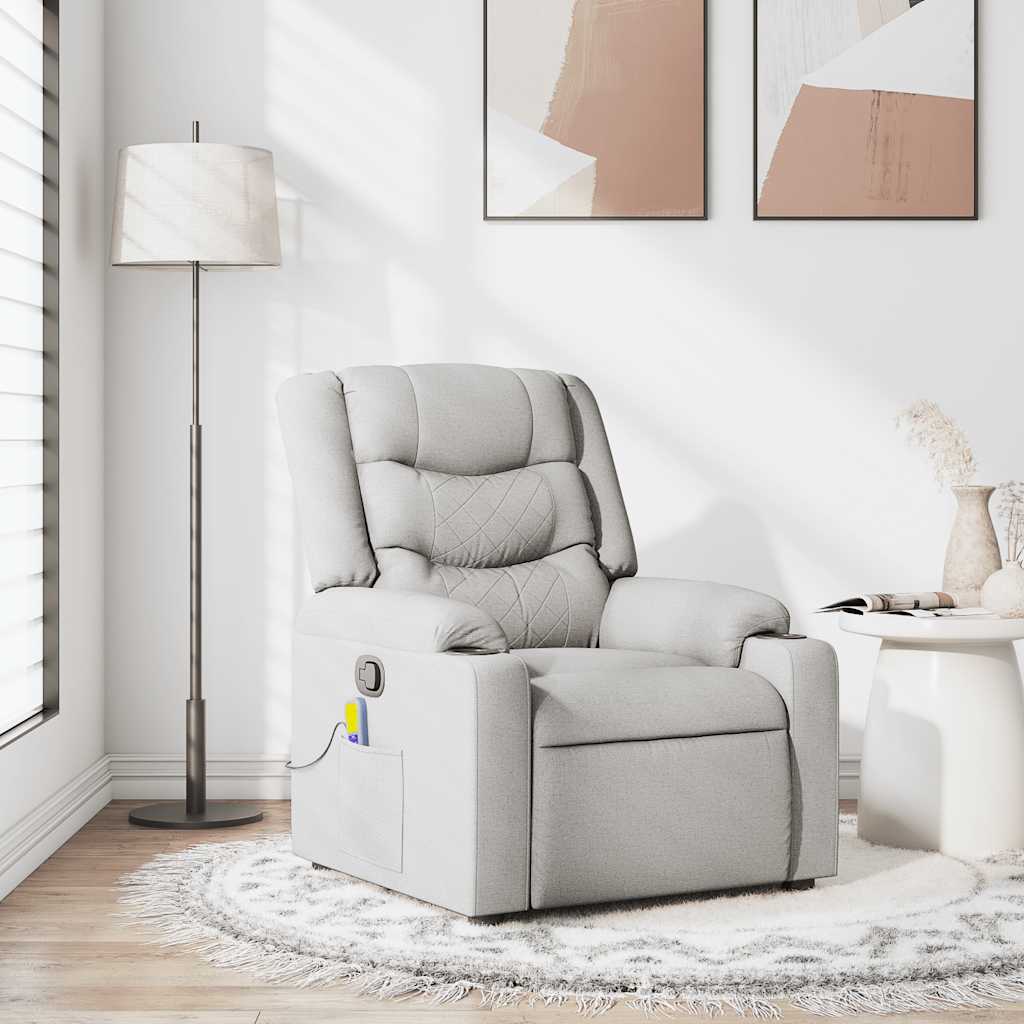 Atlošiamas masažinis krėslas, pilkos spalvos, audinys