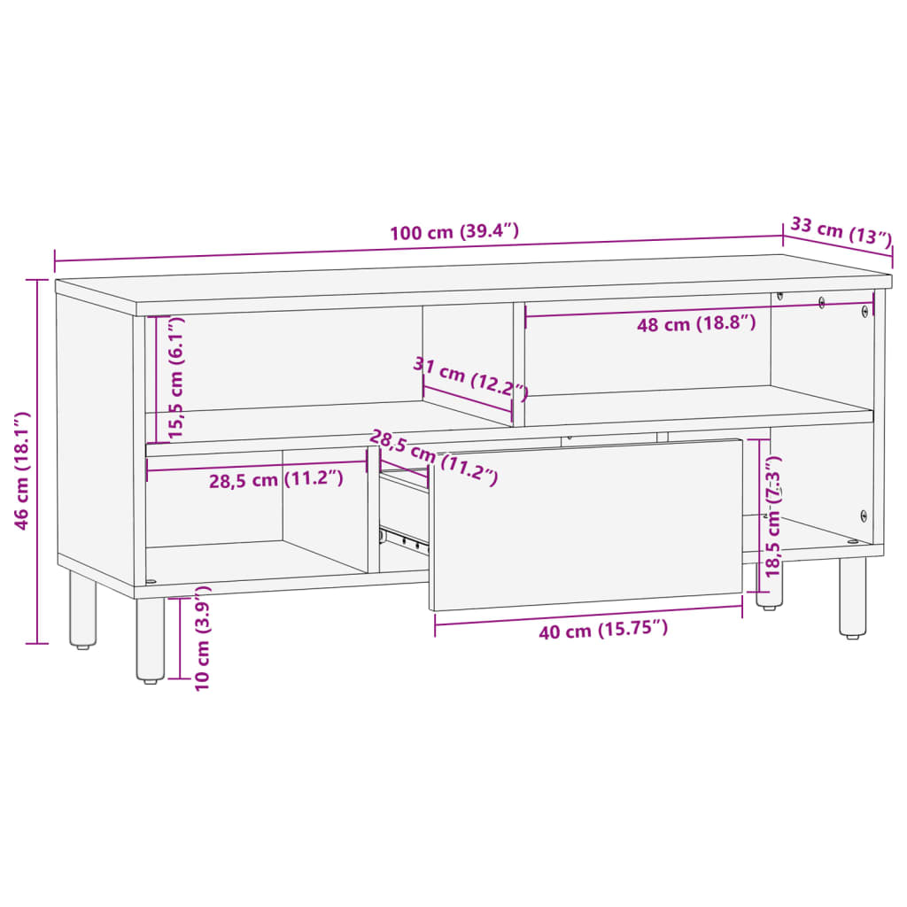 televizoriaus spintelė Juoda 100x33x46 cm Engineered Wood