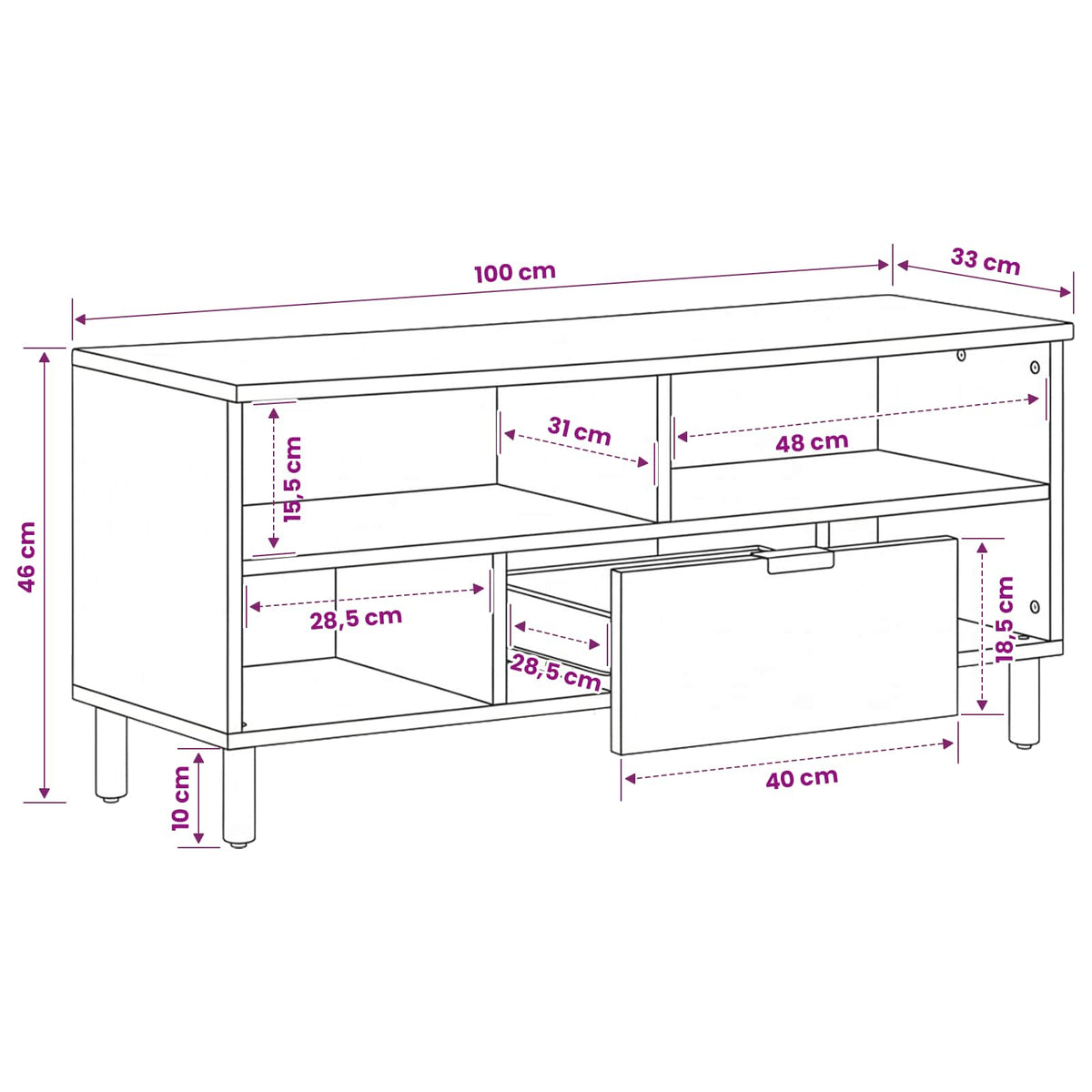 televizoriaus spintelė Juoda 100x33x46 cm Engineered Wood