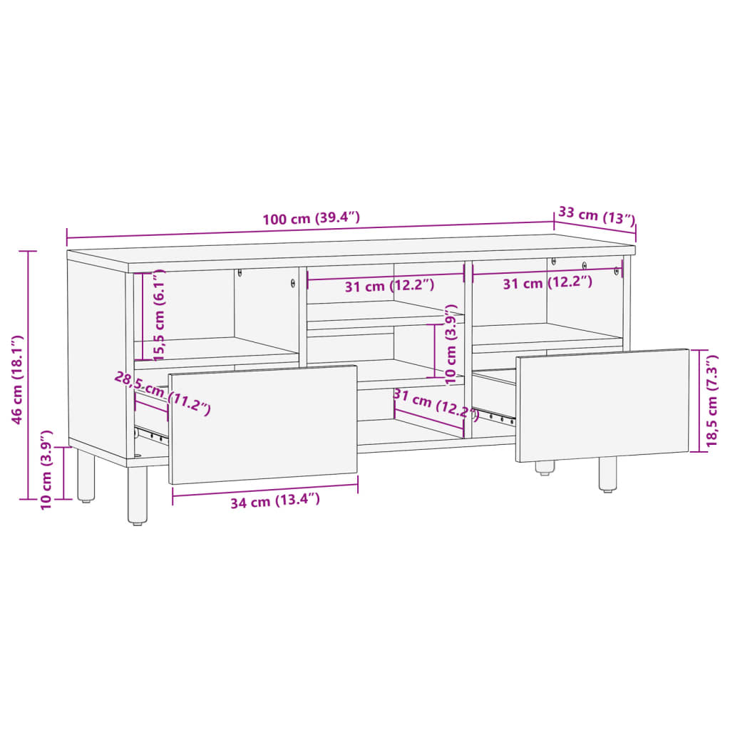 TV skapītis melns 100x33x46 cm inženierijas koks