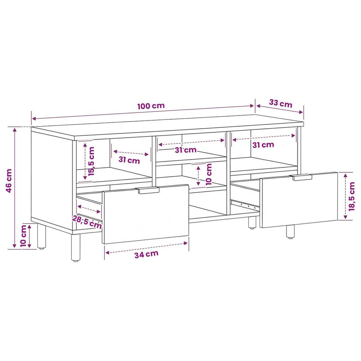 televizoriaus spintelė Juoda 100x33x46 cm Engineered Wood