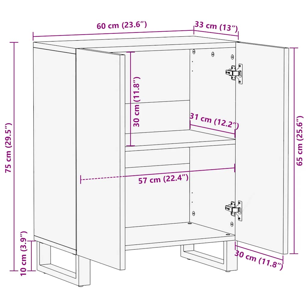 indauja juoda 60x33x75 cm masyvo mango