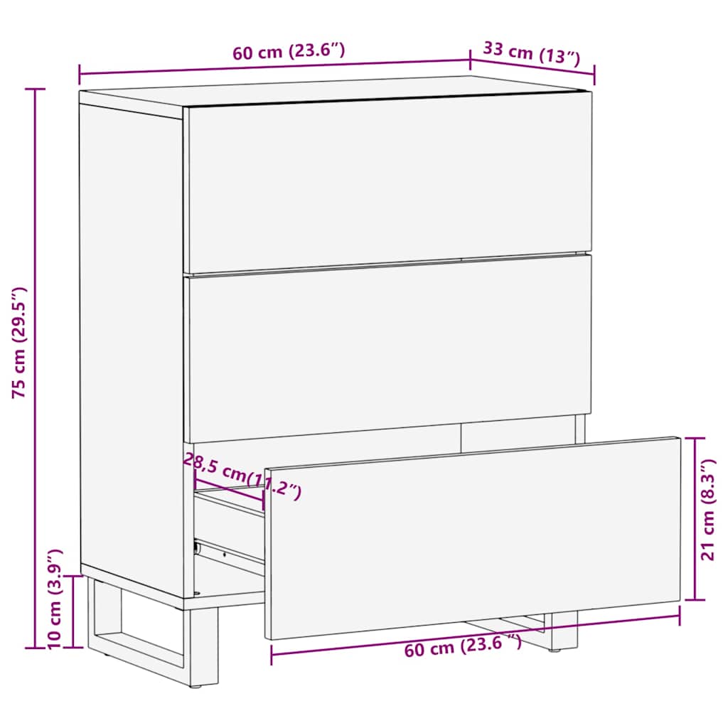 indauja juoda 60x33x75 cm masyvo mango