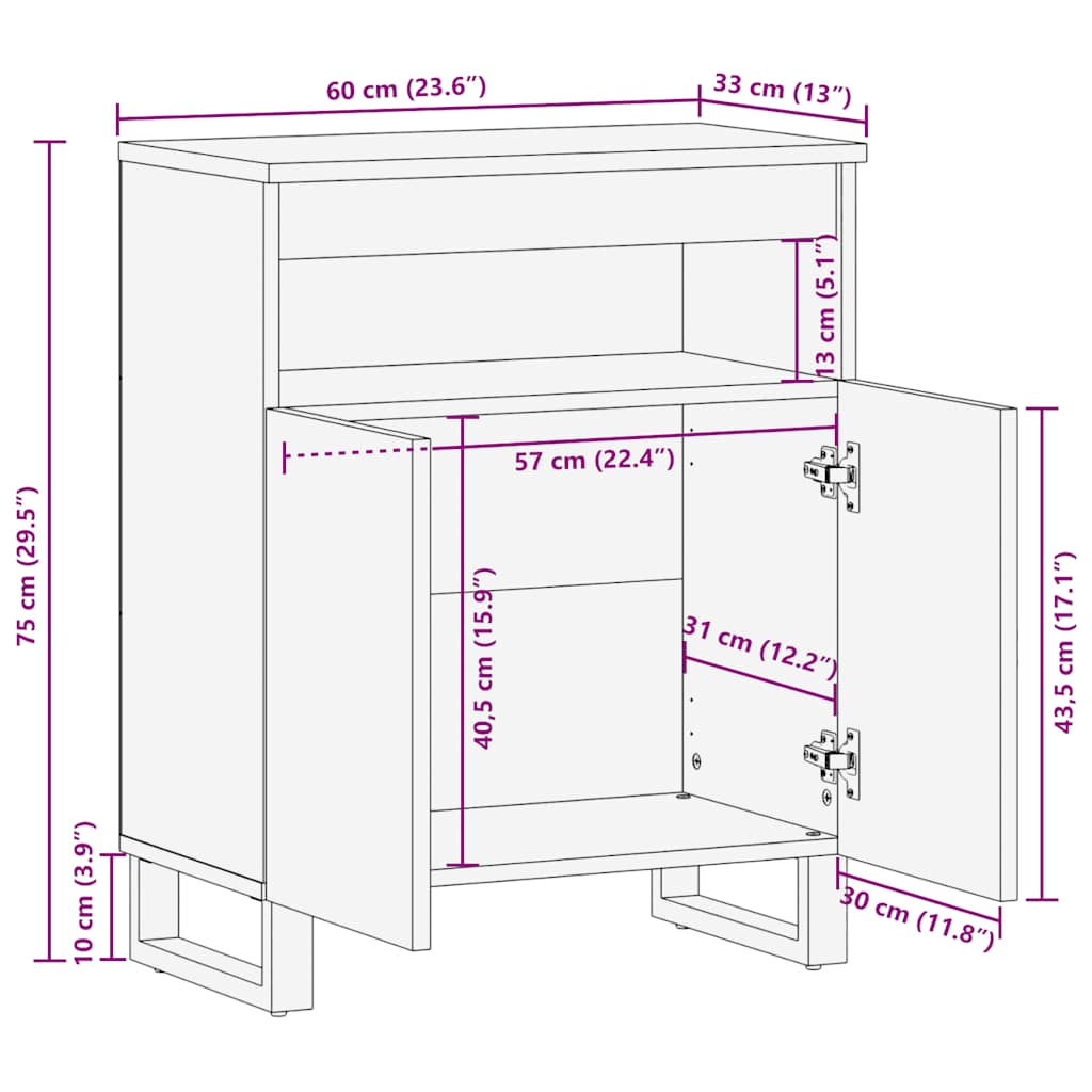 indauja juoda 60x33x75 cm masyvo mango