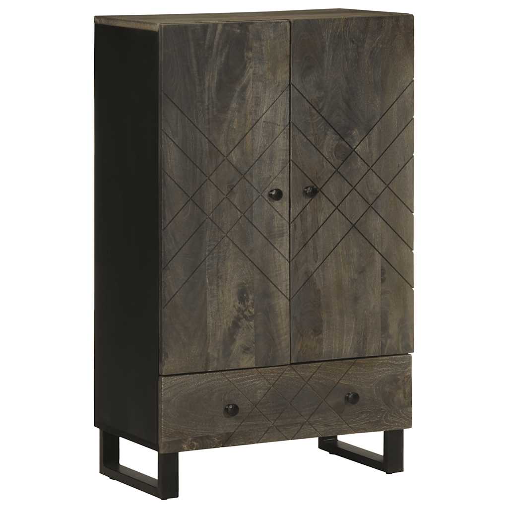 Chest of drawers, black, 60x33x100cm, solid mango wood